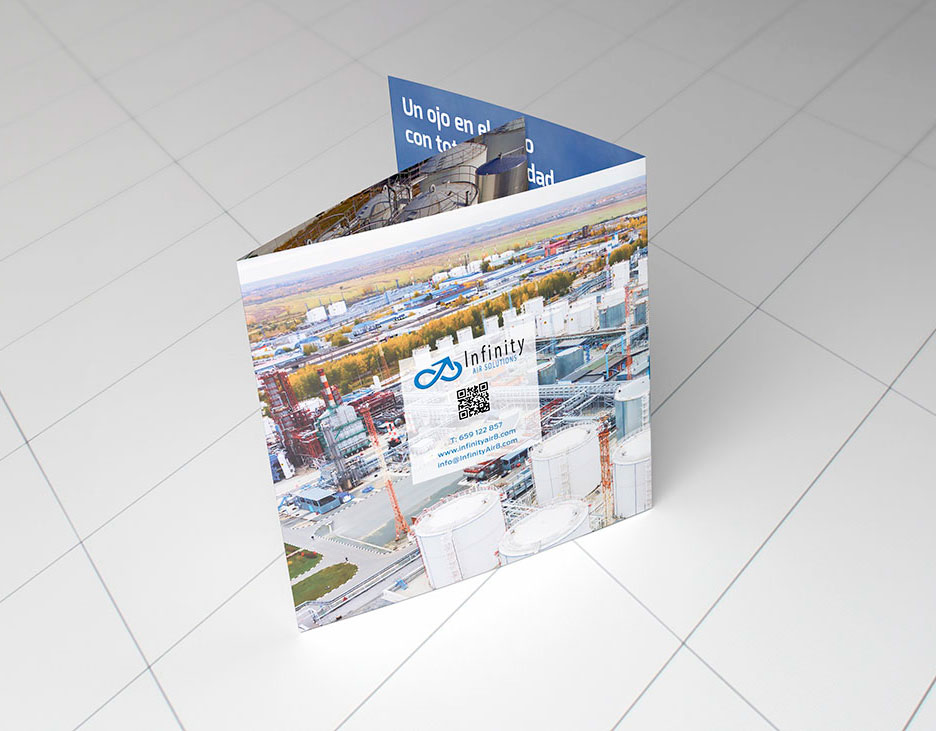 graphe-disseny-infinity-air-solutions-folleto-tríptico-cuadrado-presentación-corporativa-comercial