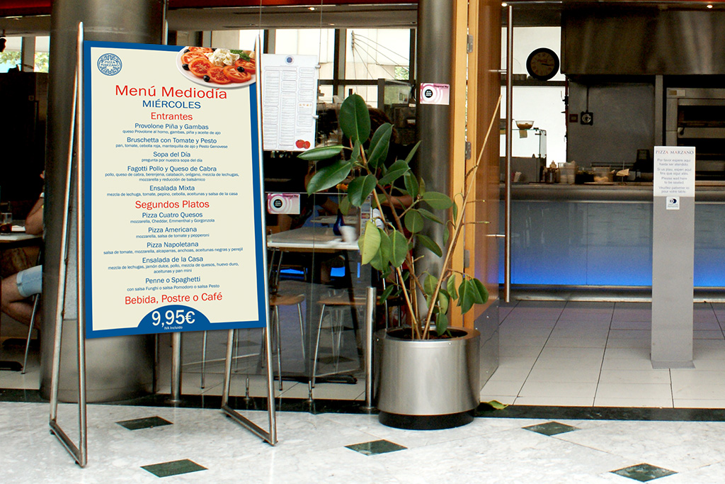 Pizza Marzano cartel menu